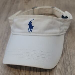 Polo by Ralph Lauren Off White Adjustable Visor with Blue Logo